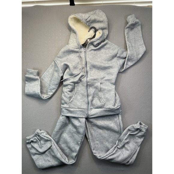 NYC Pants - NYC Womens Large 2 Piece Sweatsuit Full Zip Hoodie & Jogger Pant Athleisure Gray